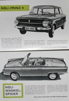 NSU Modelprogram 1964 "Besser fahren mit NSU" Carbrochure  (7290)